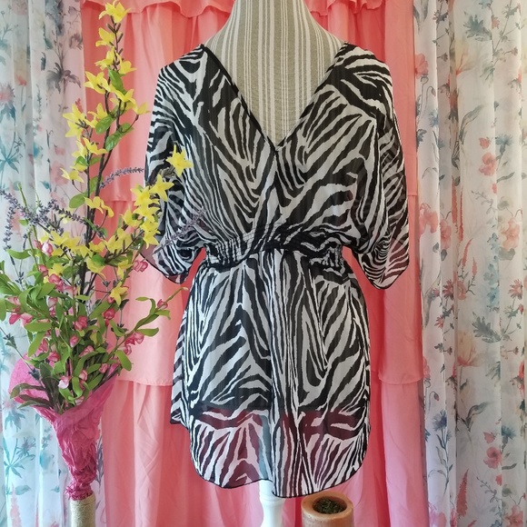 🌻🌺🌻VANITY ZEBRA STRIPED SHEER BLOUSE!! - Picture 2 of 8